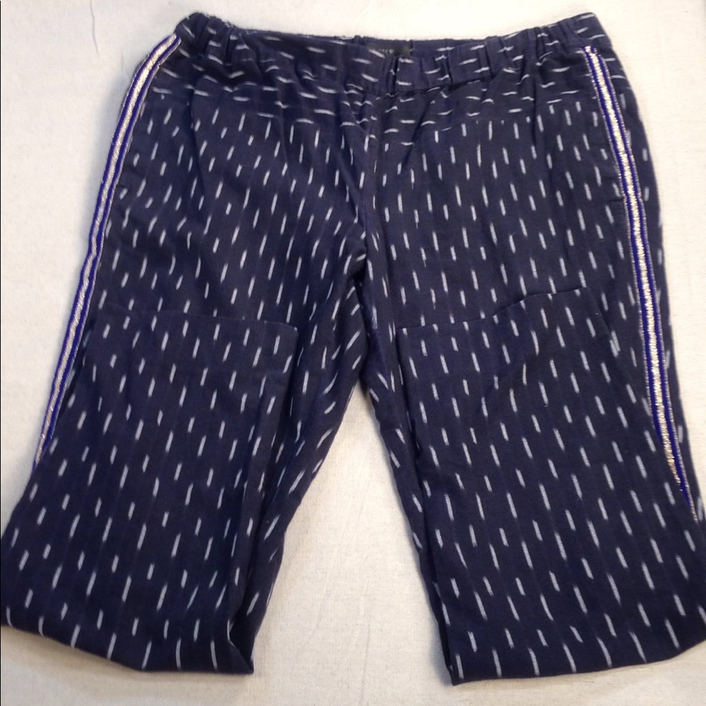 J CREW Beach Pant Metallic Ribbon Navy Ikat 6 - Picture 6 of 8
